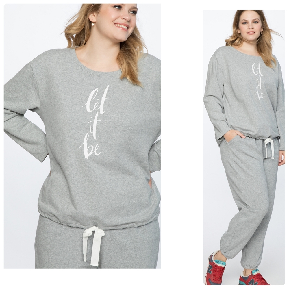 Soft Stretchy Heathered Tie Waist Slouchy Comfy Sweatshirt Size 14/16 by Eloquii